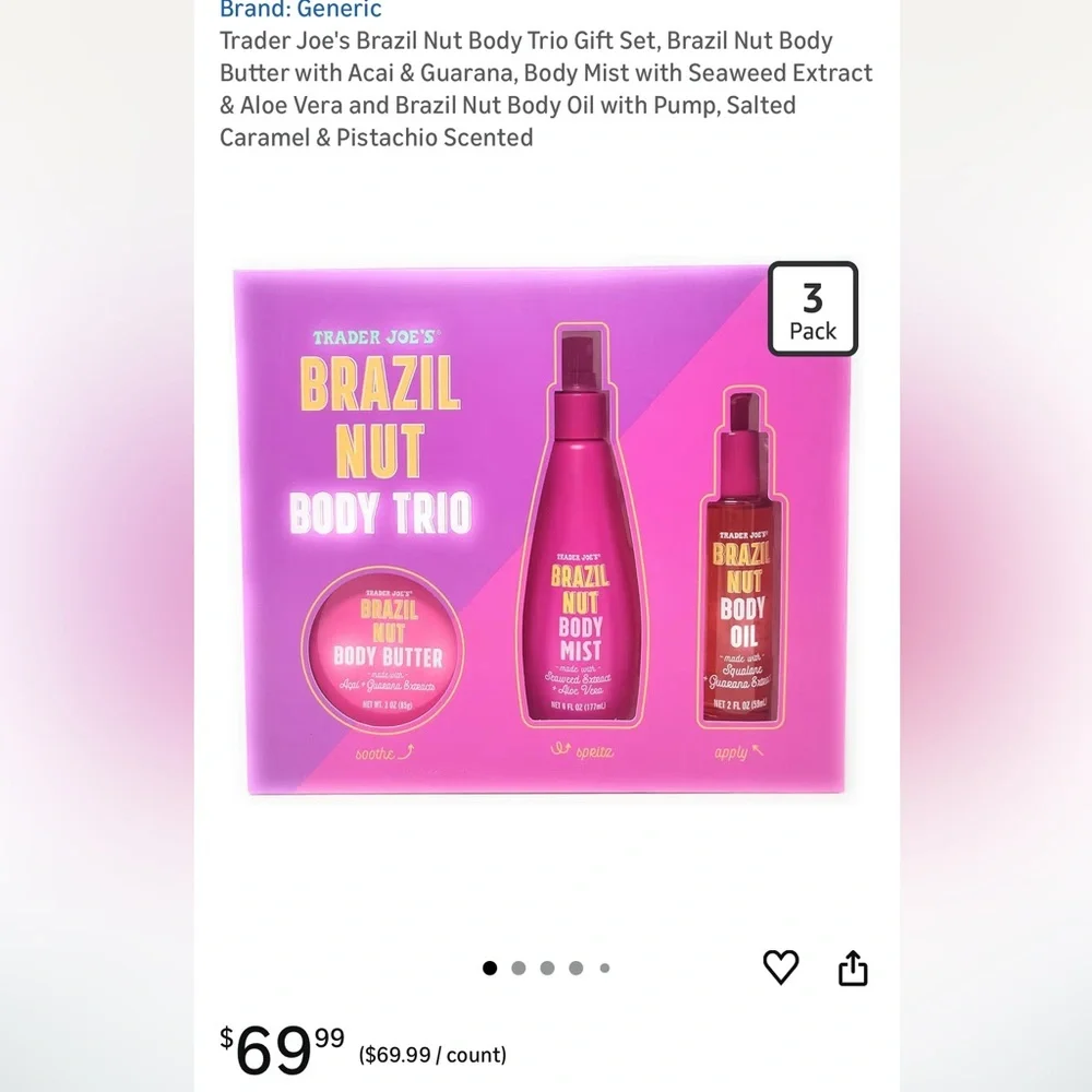 𝐀𝐃𝐃-𝐎𝐍 𝐎𝐍𝐋𝐘 𝐃𝐮𝐫𝐢𝐧𝐠 𝐒𝐡𝐨𝐰 Trader Joe's Brazil Nut Body Trio - 𝐅𝐑𝐄𝐄 𝐒𝐇𝐈𝐏𝐏𝐈𝐍𝐆 - Picture 5 of 8